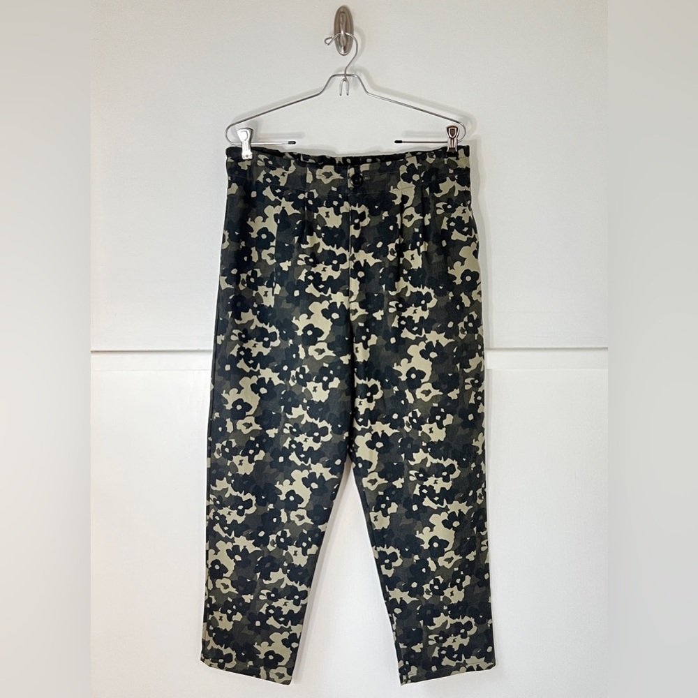 Anthropologie Amadi Green Floral Camo 100% Cotton Trousers NWT